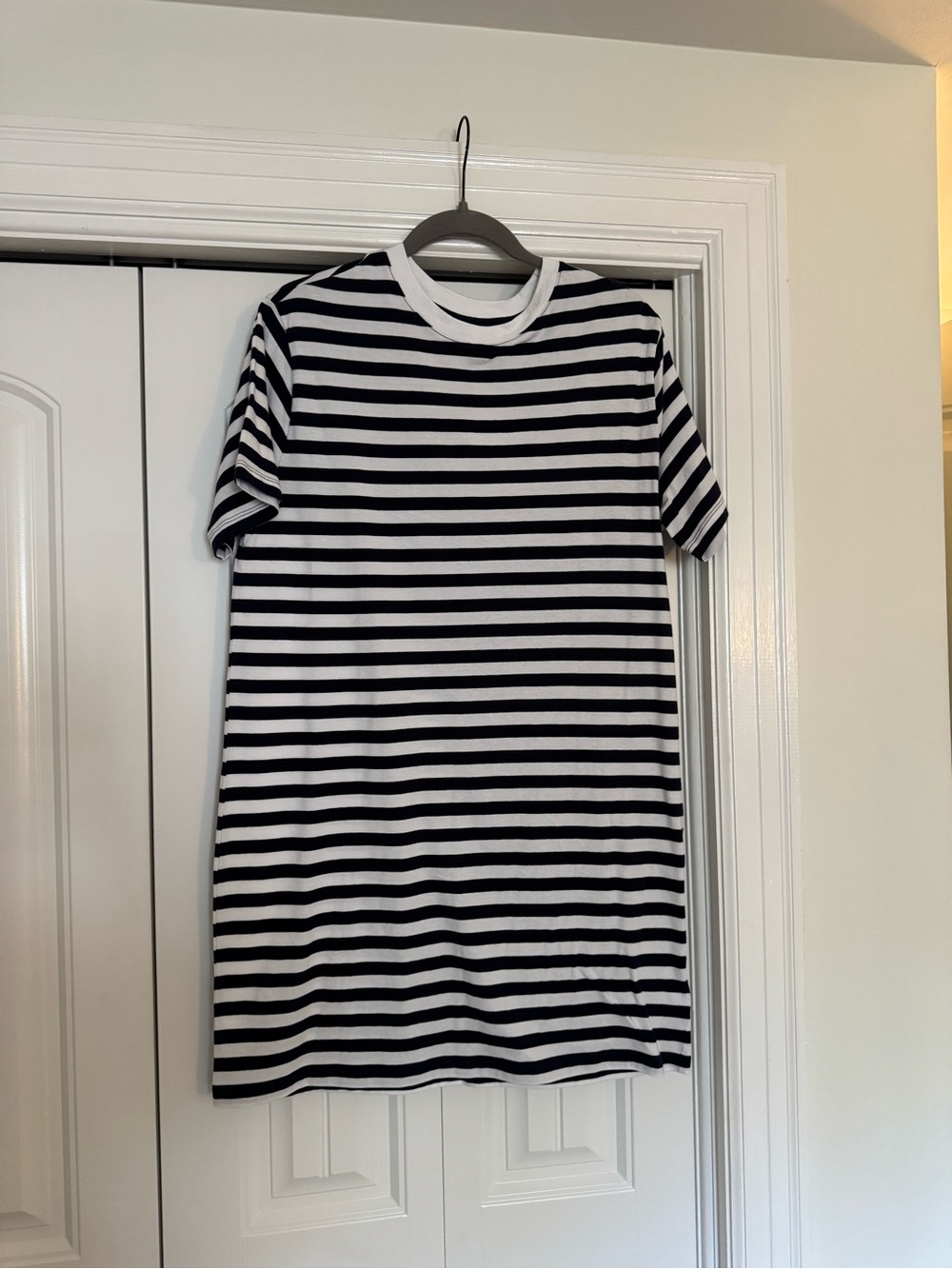 GAP Blue and White Horizontal Stripe Short Sleeve T-shirt Dress